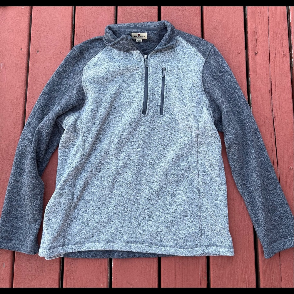 WOOLRICH Mens XL Gray Heathered 1/2 Zip Long Sleeve Fleece Sweater Pre-owned